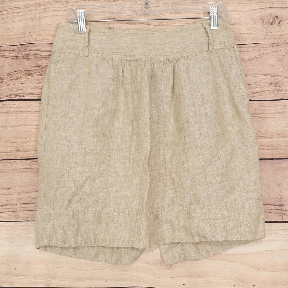 Banana Republic Skirt Womens 8 Beige Linen Knee Length Lined Casual